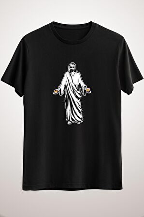 Unisex Siyah Jesus Shiba Inu Coin Funny Classic T-shirt