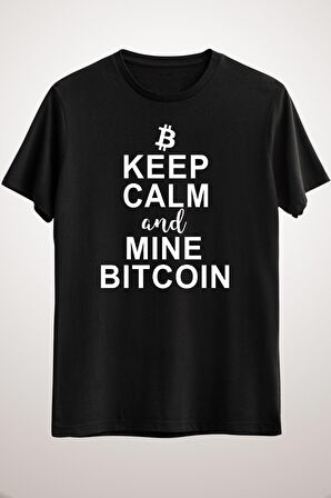 Unisex Siyah Keep Calm And Mine Bitcoin Essential T-shirt