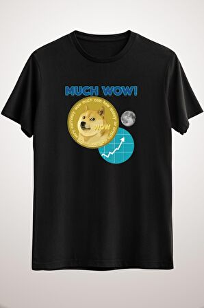 Unisex Siyah Much Wow Dogecoin Merch Classic T-shirt