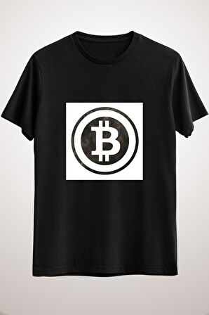 Unisex Siyah Retro Style Bitcoin Logo Classic T-shirt