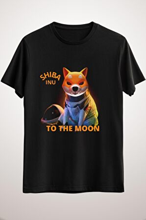 Unisex Siyah Shiba Inu To The Moon Classic T-shirt