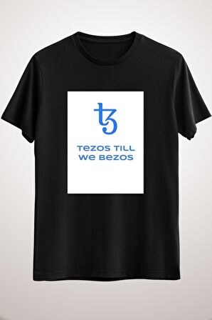 Unisex Siyah Tezos Till We Bezos! Essential T-shirt