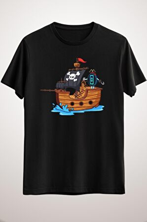 Unisex Siyah Theta Pirate Ship Classic T-shirt