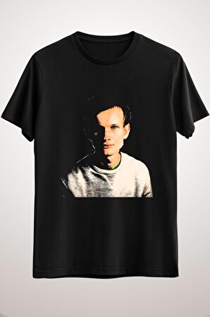 Unisex Siyah Vitalik Buterin Stylized Classic T-shirt
