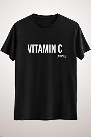 Unisex Siyah Vitamin C ( Crypto ) - White Text Classic T-shirt
