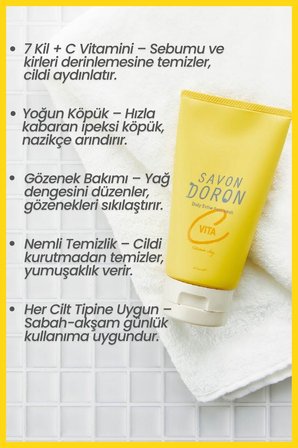 Savon Doron C Vitaminli Kil Özlü Siyah Nokta&Sebum Temizleyici Aydınlatıcı Yüz Yıkama Jeli