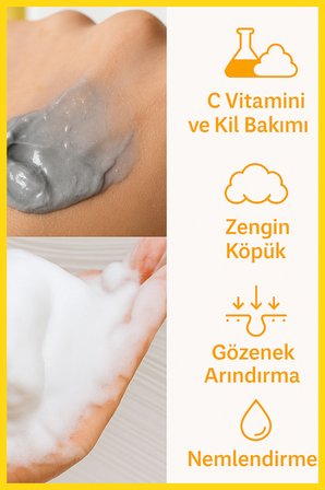 Savon Doron C Vitaminli Kil Özlü Siyah Nokta&Sebum Temizleyici Aydınlatıcı Yüz Yıkama Jeli