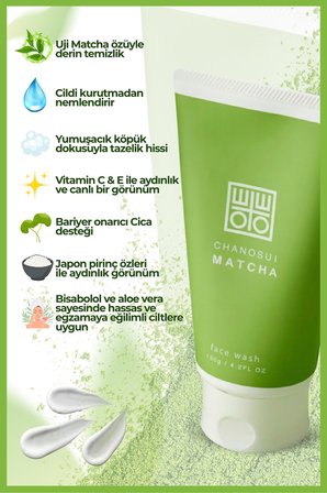 Matcha & Cica & Japon Pirinç Özlü Hassas Ciltler için Yüz Temizleme Seti