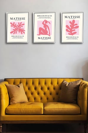 Henri Matisse 3'lü Gümüş Renk Alüminyum Çerçeveli Poster Seti - Önden Açılır A3 Açılır Kapanır Çerçeve Seti 