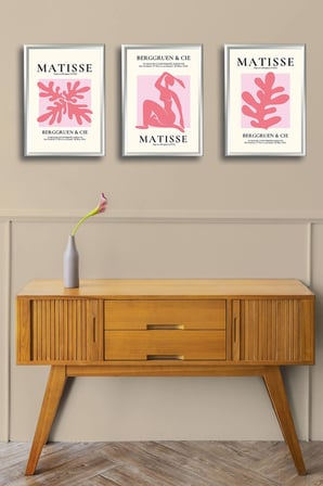 Henri Matisse 3'lü Gümüş Renk Alüminyum Çerçeveli Poster Seti - Önden Açılır A3 Açılır Kapanır Çerçeve Seti 