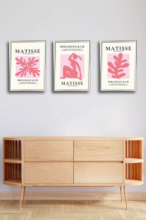 Henri Matisse 3'lü Gümüş Renk Alüminyum Çerçeveli Poster Seti - Önden Açılır A3 Açılır Kapanır Çerçeve Seti 