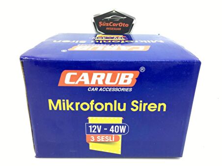 CARUB 3 Sesli Mikrofonlu Megafonlu 12V Polis Sireni 300 dB