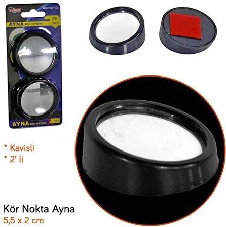 Carub Yuvarlak Kör Nokta Görüş Aynası Siyah 2 li Takım 5 cm