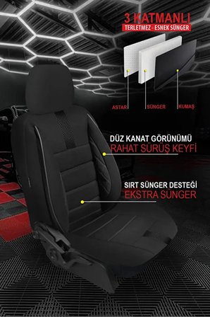Audi Coupe (b3 89, Facelift 1991) 2.0 16v (137 Hp) 1991 CARBON Serisi UYUMLU KETEN OTO KOLTUK KILIFI SİYAH