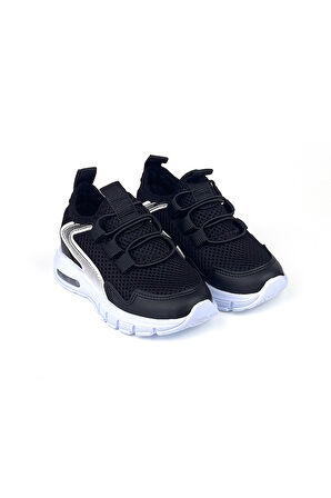 Unisex Bebe Siyah Beyaz Işıklı Bağcıksız Rahat Kalıp Sneaker Spor Ayakkabı