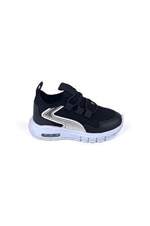 Unisex Bebe Siyah Beyaz Işıklı Bağcıksız Rahat Kalıp Sneaker Spor Ayakkabı
