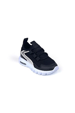 Unisex Bebe Siyah Beyaz Işıklı Bağcıksız Rahat Kalıp Sneaker Spor Ayakkabı