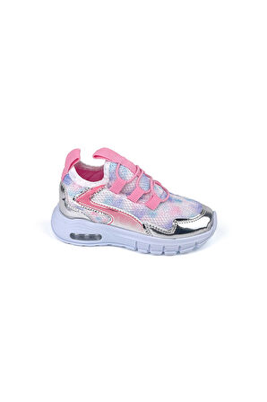 Kız Bebe Pembe Işıklı Bağcıksız Rahat Kalıp Sneaker Spor Ayakkabı