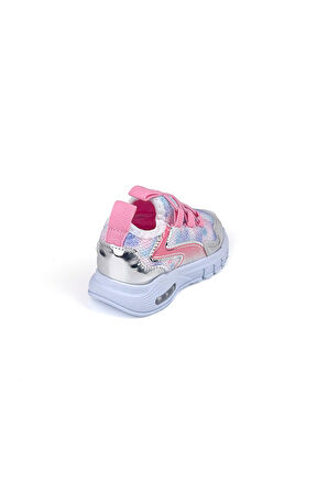 Kız Bebe Pembe Işıklı Bağcıksız Rahat Kalıp Sneaker Spor Ayakkabı