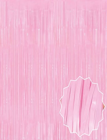 Soft Pembe Püsküllü Kapı Perdesi - Parti, Baby Shower, Cinsiyet Partisi 1x2 M