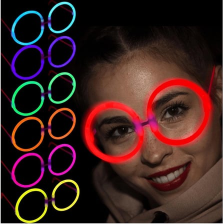 Glow  Yuvarlak Gözlük - Glow Partisi Gözlükleri - Glow Gözlük 12 Adet