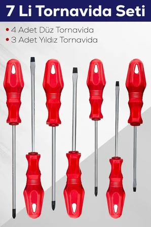 7'Li Tornavida Seti (4 Adet Düz Tornavida 3 Adet Yıldız Tornavida)