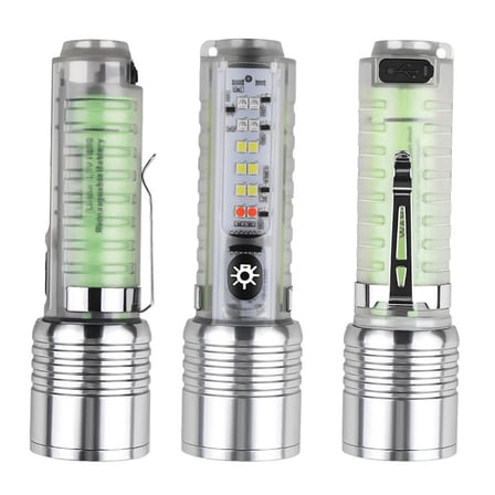 Profesyonel Tg Led Güçlü 8 Modlu Type-c 1000 Lümen Polis Çakarlı Şarjlı El Feneri