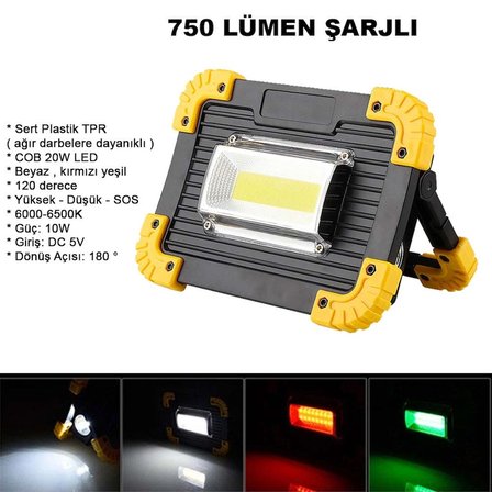 750 Lümen Powerbank Şarjlı Işıldak Wt-330