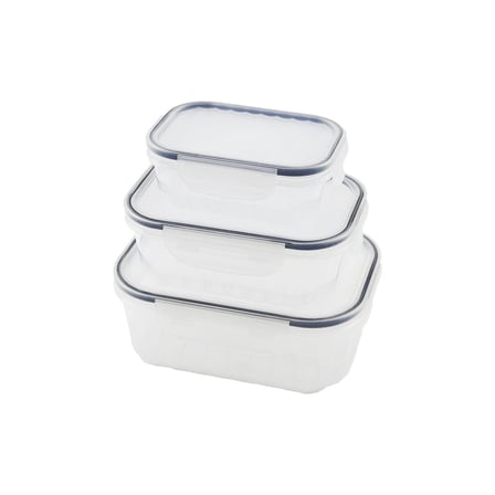3pcs Sızdırmaz Saklama Kabı Seti Şeffaf Kap Buğulu Contalı Kapak 500 1000 1700ml