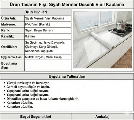Beyaz Mermer Desenli Yapışkanlı Tezgah Folyosu (3 Mt.x 60 Cm)