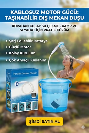 Taşınabilir Şarjlı Seyyar Duş Seti ( Pompa - Hortum - Duş Başlığı )