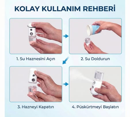 Şarjlı Mini Yüz Nemlendirici Dezenfektan Cihazı Mist Sprayer