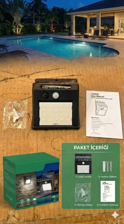 20 Ledli Hareket Sensörlü Dış Mekan Solar Lamba