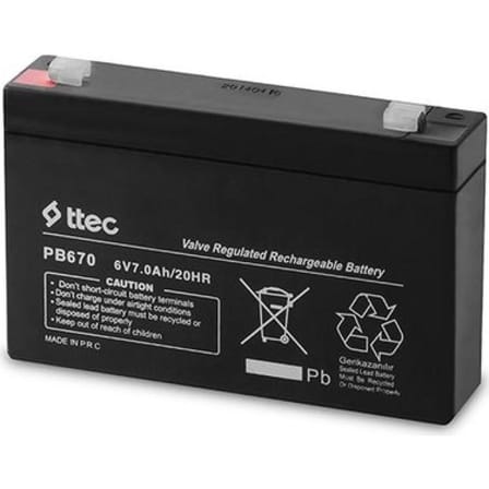 Ttec 6v 7 Ah Kuru Bakımsız Akü
