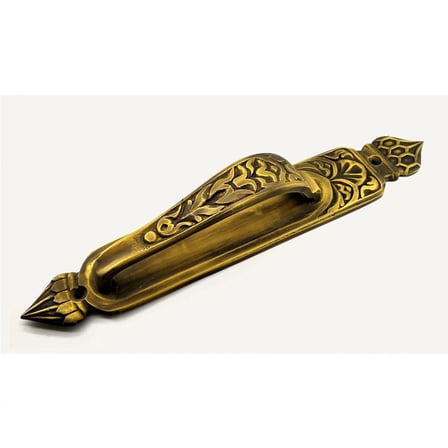 Antika Tarz Dekoratif Pirinç Kubbeli Çekme Kapı Kolu - 396x68 Mm, Antik