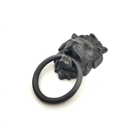 Antika Tarz Dekoratif Pirinç Aslan Kapı Tokmağı, Taktak - 102x130 Mm, Oksit