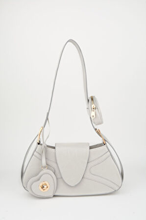 Kadın Lotus Açık Gri Baget Cüzdan Tasarım Suni Deri Çıt Çıt Kapama El Ve Omuz Çantası