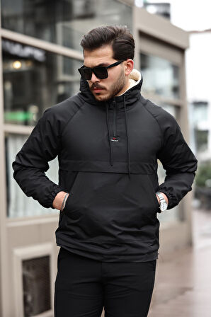 Erkek Siyah Kanguru Mont