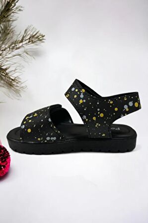 Galaxy Baskılı Çift Bantlı Cırt Cırtlı Erkek Çocuk Sandalet