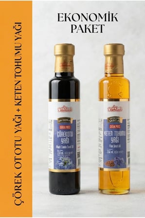 Çörek Otu Yağı + Keten Tohumu Yağı Soğuk Pres 250 ml x 2