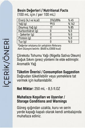 3'lü Soğuk Pres Yağ Seti Çörek Otu Susam Keten Tohumu 250 ml x 3