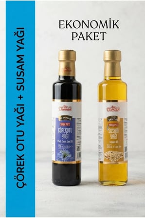 Soğuk Pres Çörek Otu Yağı ve Susam Yağı 250 ml x 2