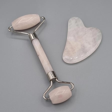 Pembe Kuvars Yüz Masaj Seti – Roller ve Gua Sha Taşı