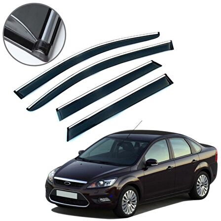 Ford Focus 2 HB Sedan Krom Çıtalı Cam Rüzgarlığı 2005-2011