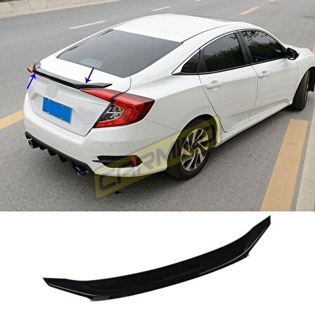 Honda Civic FC5 Uyumlu Bagaj Üstü Oem Anatomik Spoiler Piano Black