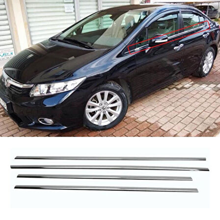 Honda Civic FB7 Uyumlu Krom Cam Çıtası 2012-2016 (4 Parça)