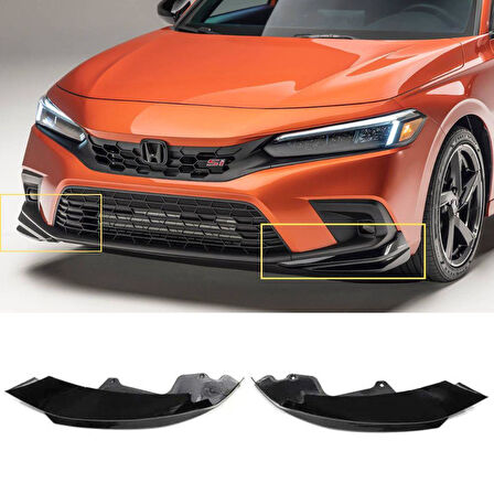 Honda Civic Fe1 Uyumlu Ön Tampon Aero Flap Piano Black 2022-