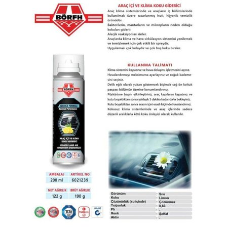 Börfh Klima Temizleyici Sprey Koku Bombası 200 ml