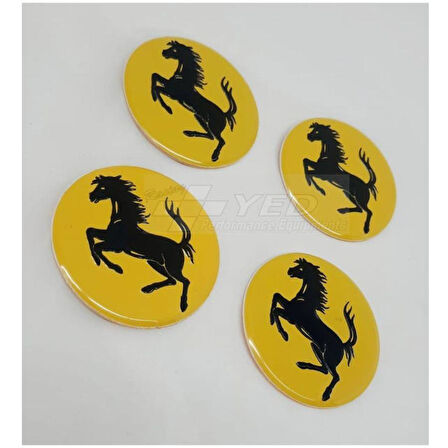 Ferrari Jant Göbeği Yapıştırma Sticker Sarı 54mm (4 Adet)