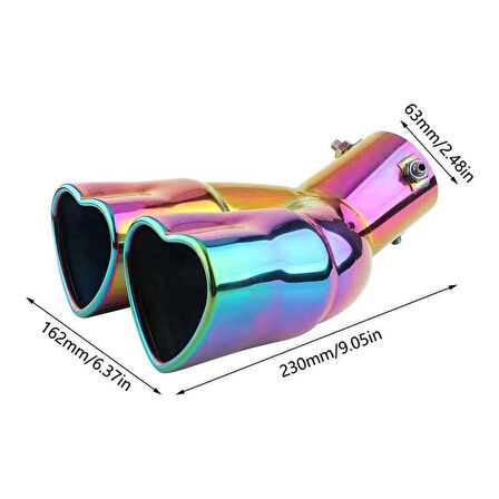 Carmind Kalpli Krom Egzoz Ucu Çiftli Rainbow